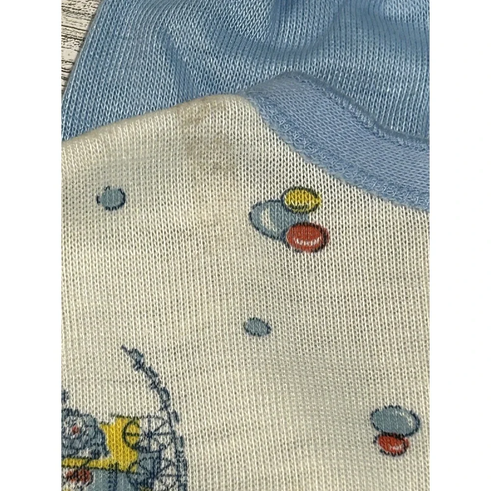 VTG Toddle Time Pajama Set Boys JC Penney Snap Button Sleepwear Blue Train SZ 1‎